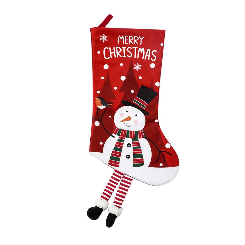Red Christmas tree skirt and snowman pattern stocking set - 122cm diameter view 6