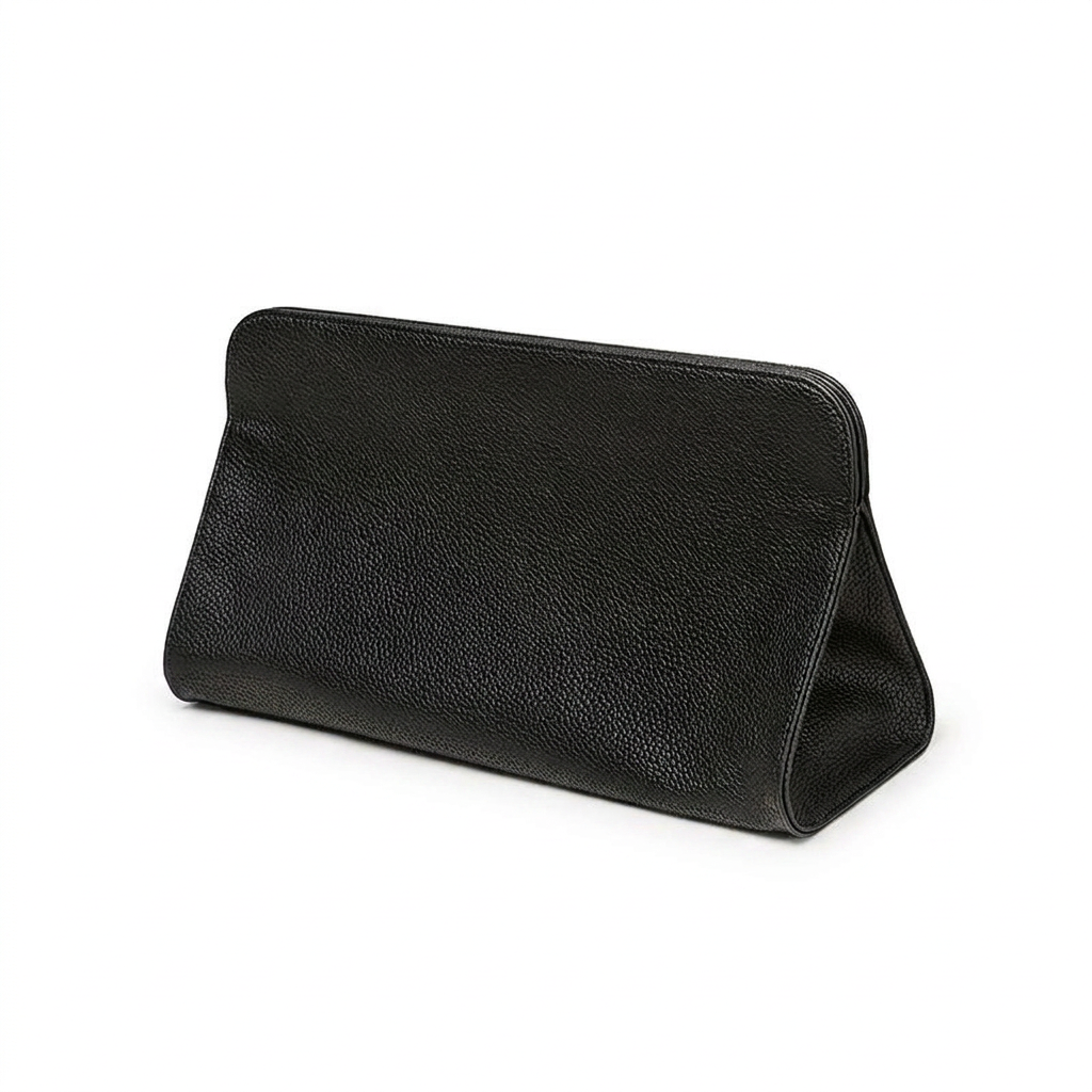 Black Hair Dryer Storage Bag - Faux Leather Travel Organizer with Magnetic Closure view 3