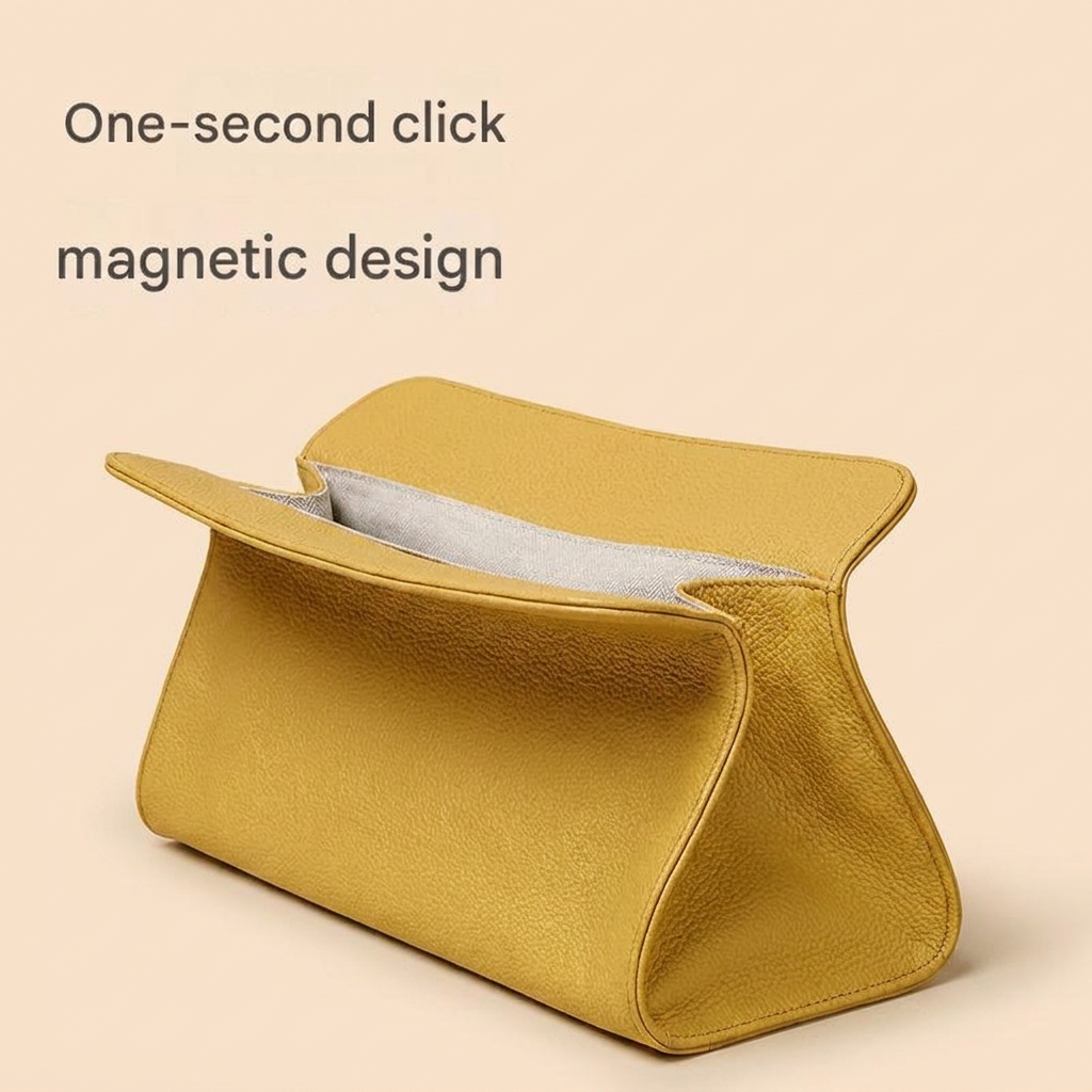 Yellow Hair Dryer Storage Bag - Faux Leather Travel Organizer with Magnetic view 2