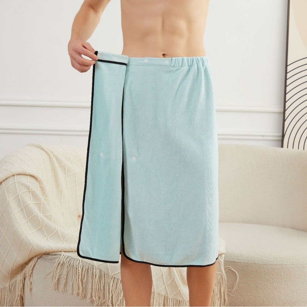 Men's Bath Wrap Microfiber Quick Dry Absorbent Adjustable Snap Closure Light view 2