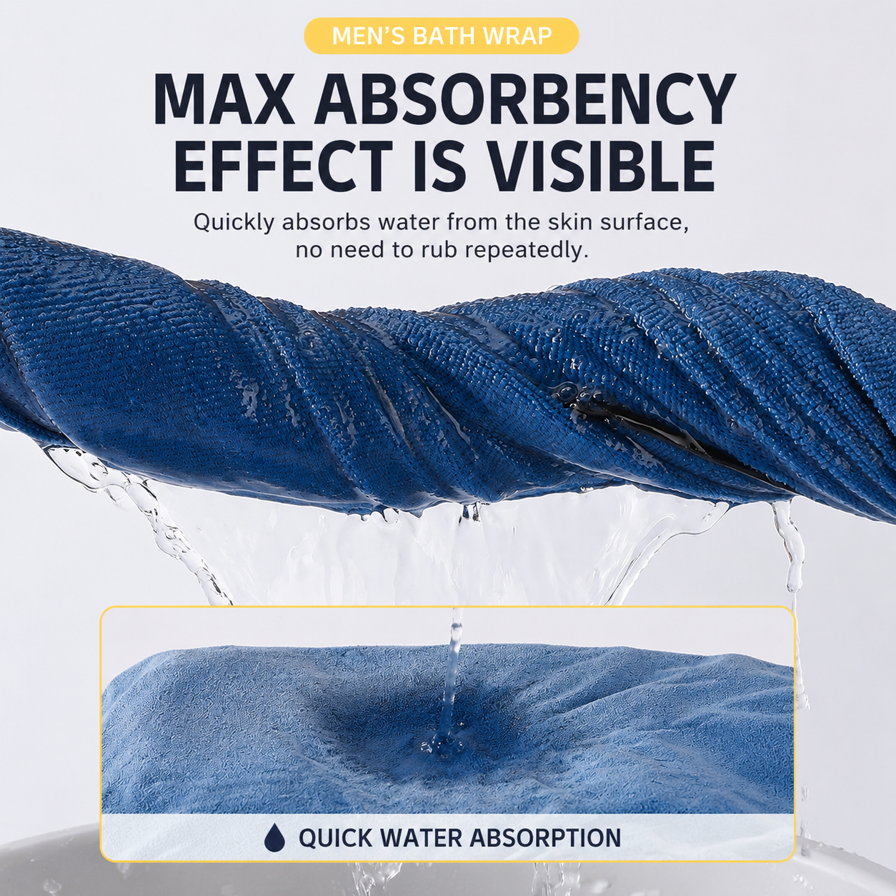 Men's Bath Wrap Microfiber Quick Dry Absorbent Adjustable Snap Closure Light view 6
