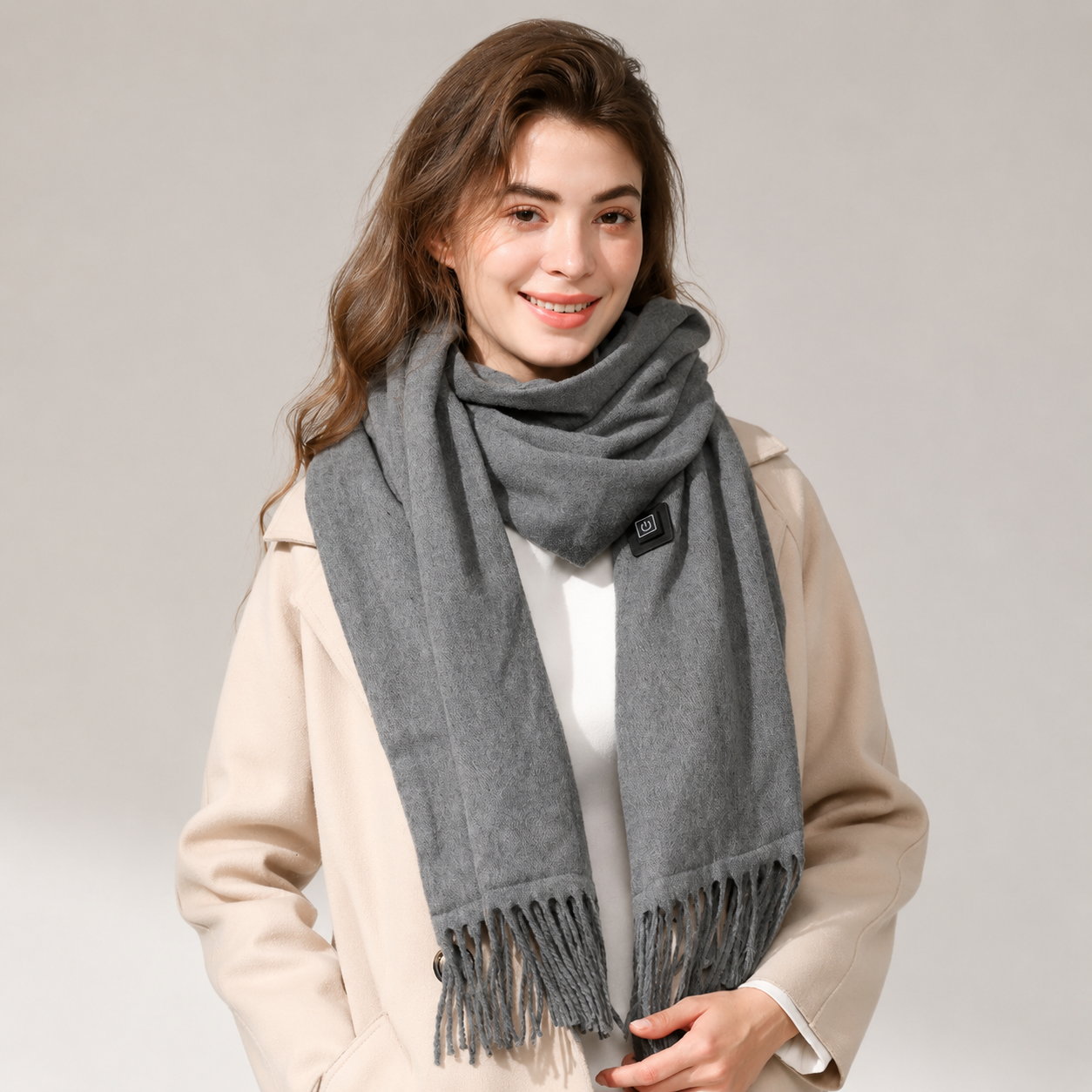 Gray USB Heated Scarf Electric Heating Winter Scarf Smart Temperature Control view 3