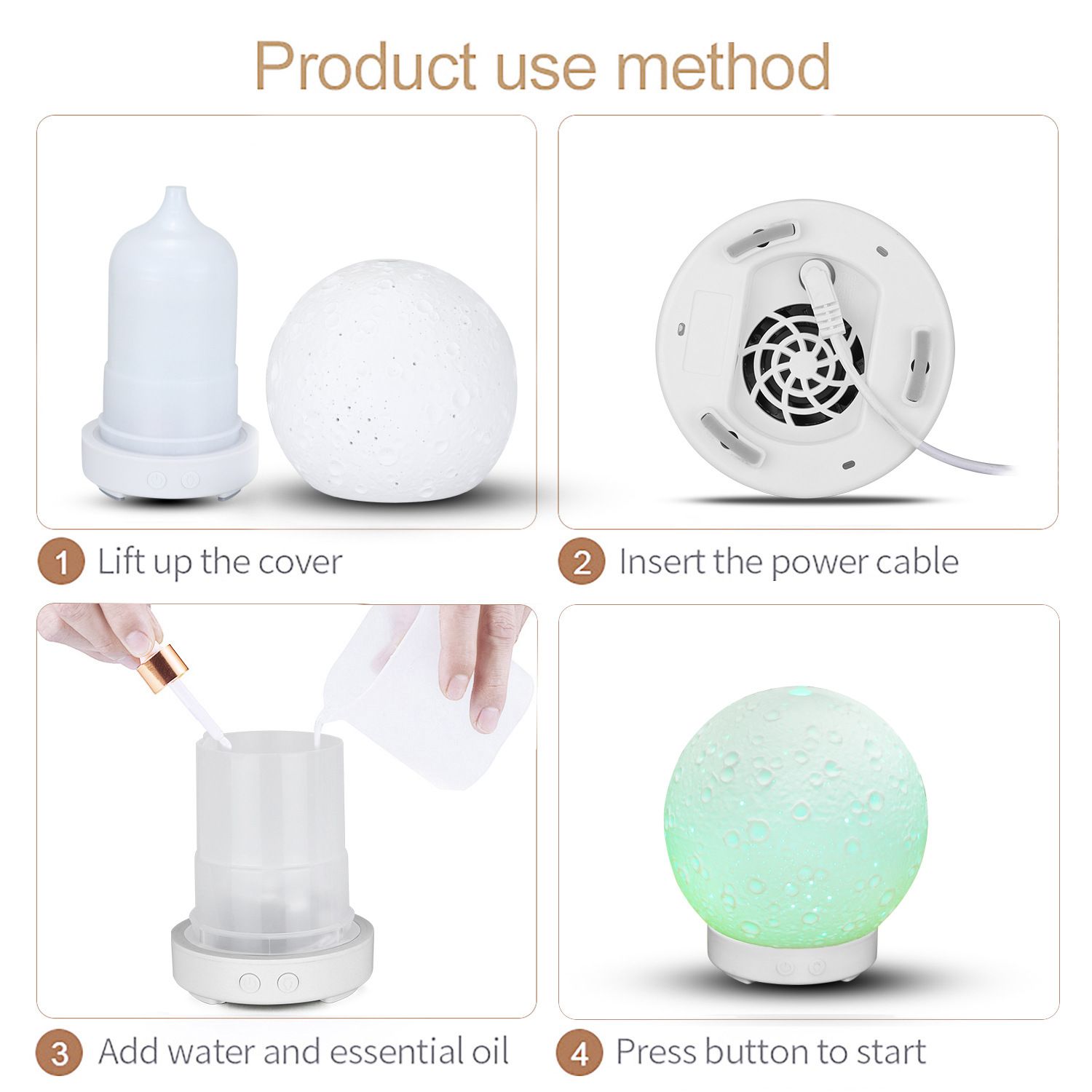 Moonlight Dreams Moon Lamp Humidifier Night Light USB Aroma Diffuser with view 6
