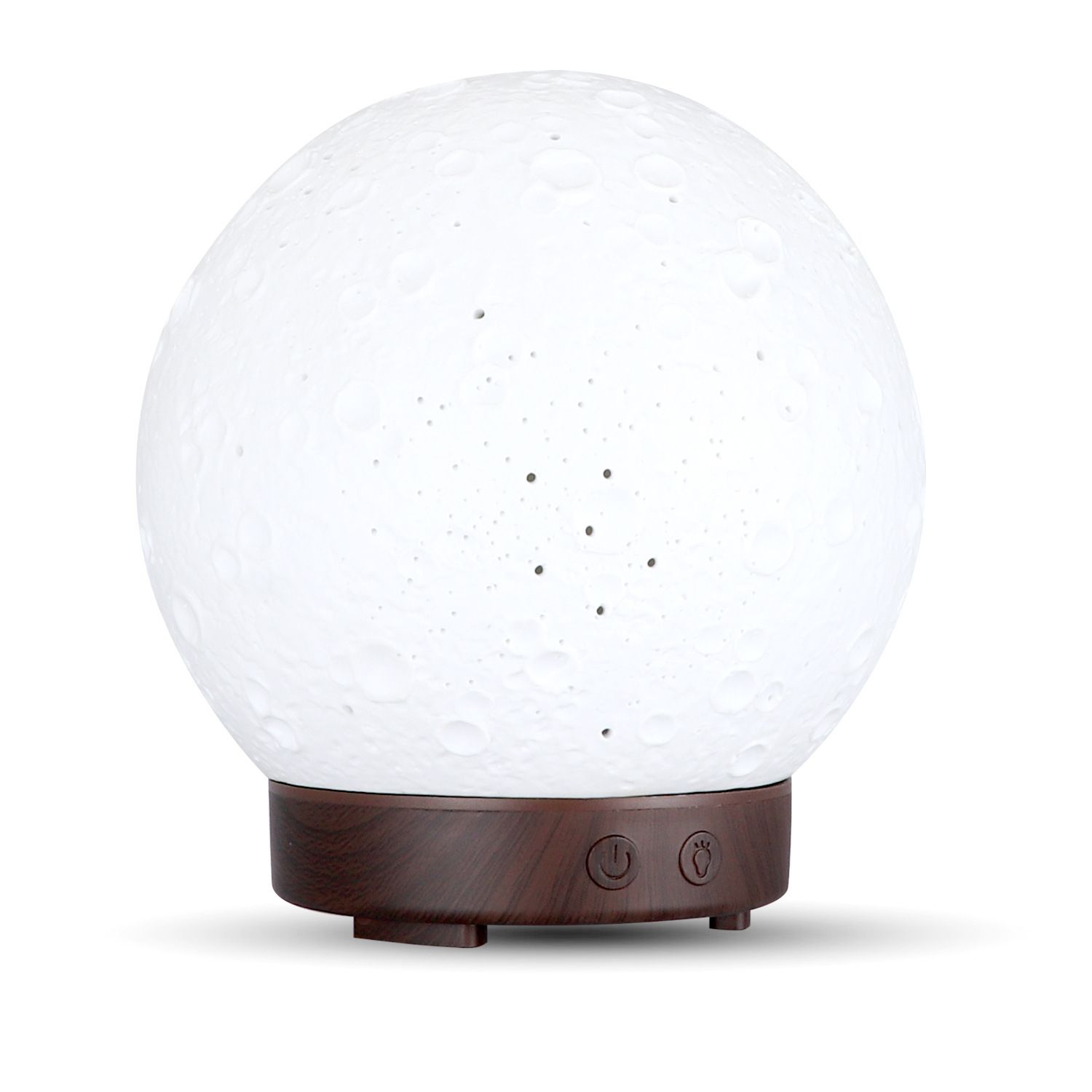 Moon Light Humidifier Aroma Diffuser (Dark wood grain base) with LED Night Light view 5