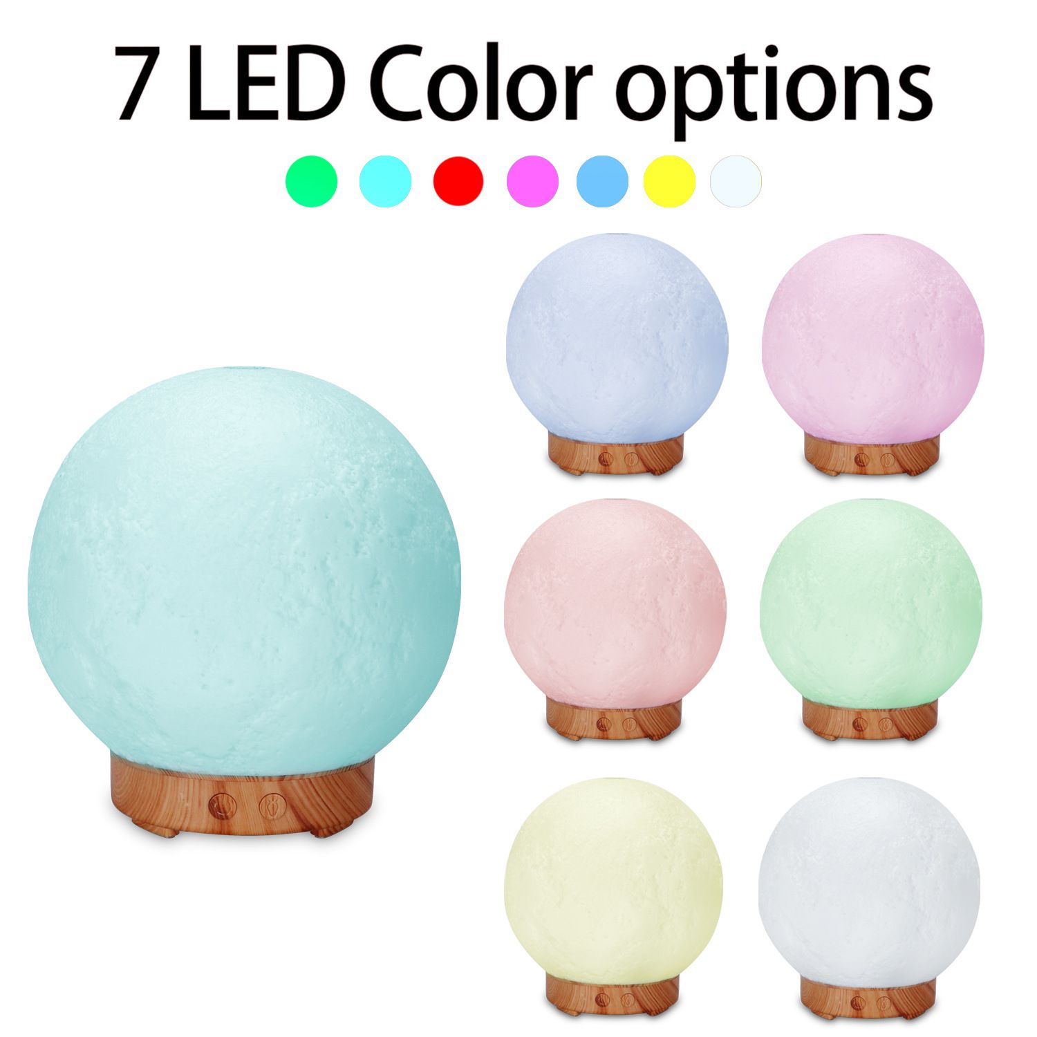 Moon Light Humidifier Aroma Diffuser (Black base) with LED Night Light view 6