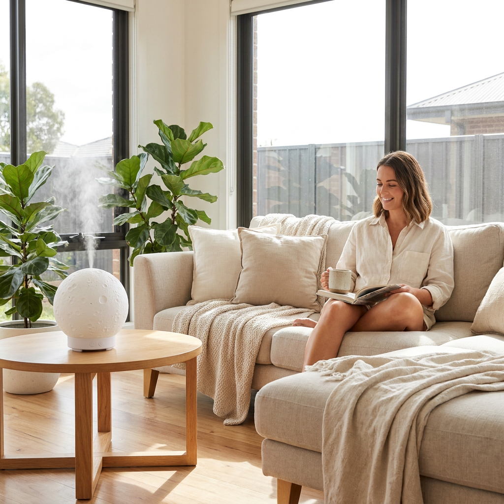 Moon Light Humidifier Aroma Diffuser (White base version) with LED Night Light view 3