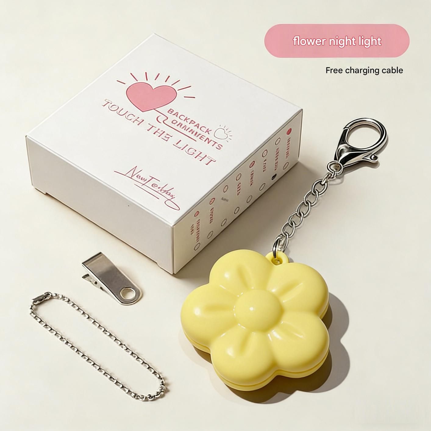 Yellow Touch Activated Flower Keychain Light view 2