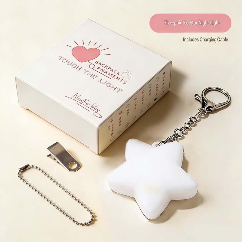 White Touch Activated Star Keychain Light - Cute Portable LED Night Light view 2