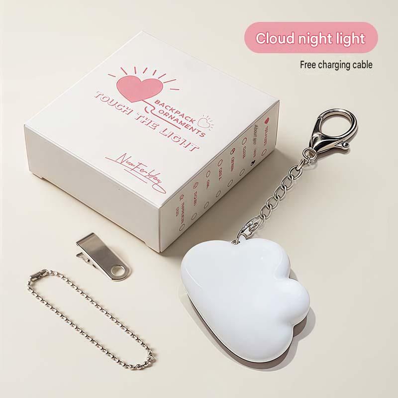 Touch Activated Cloud Keychain Light - Cute Portable LED Night Light view 3