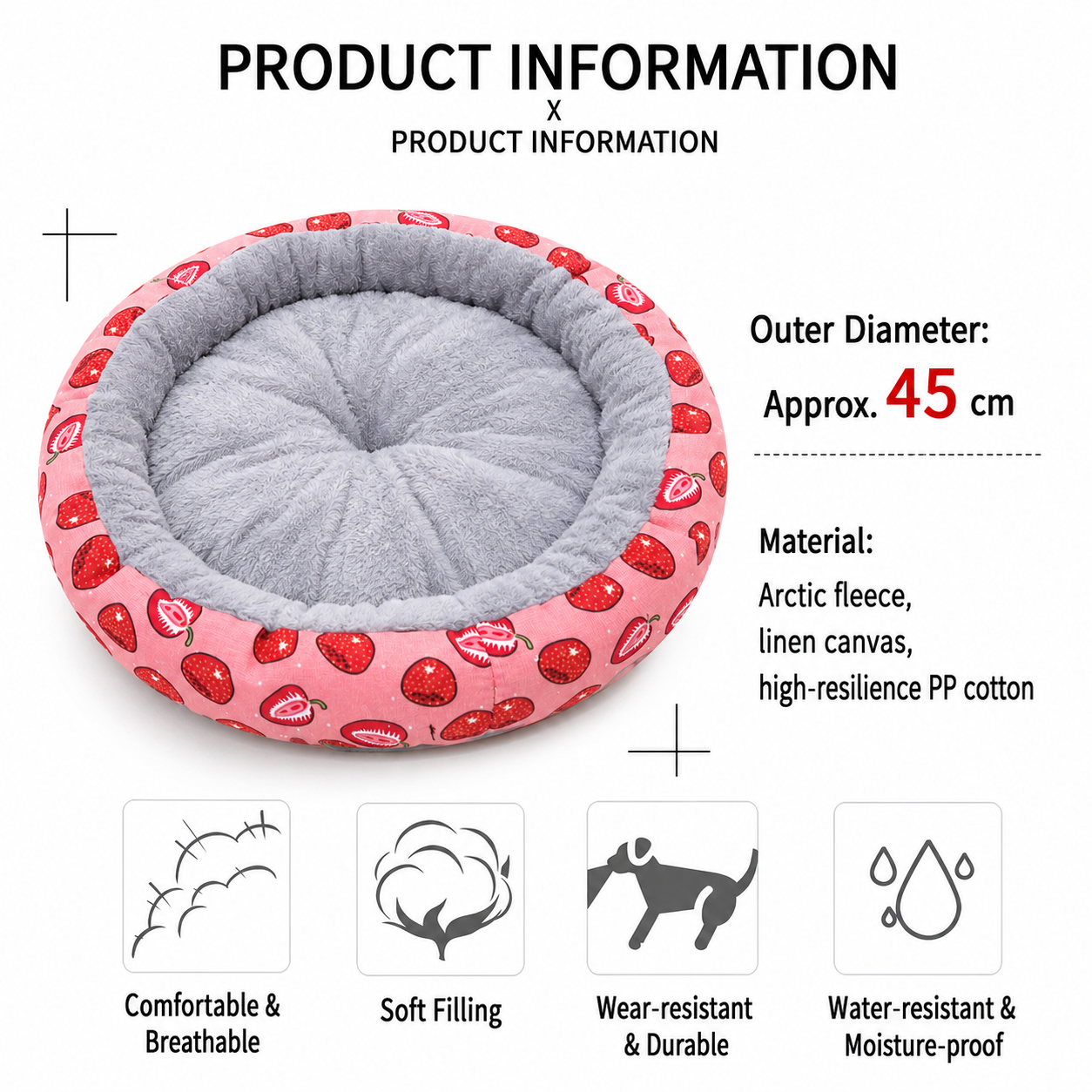 Round Pet Bed for Small Dogs and Cats view 7