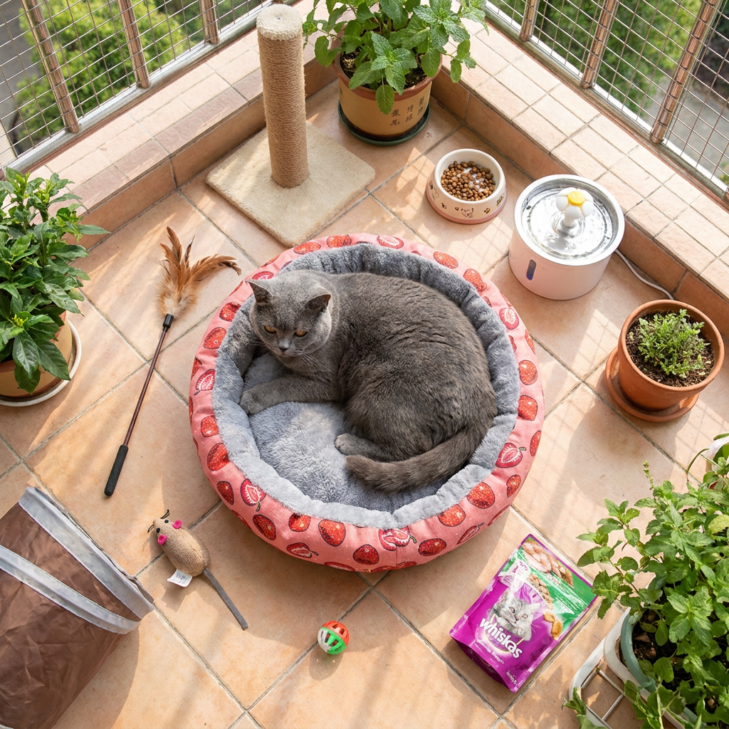 Round Pet Bed for Small Dogs and Cats view 2