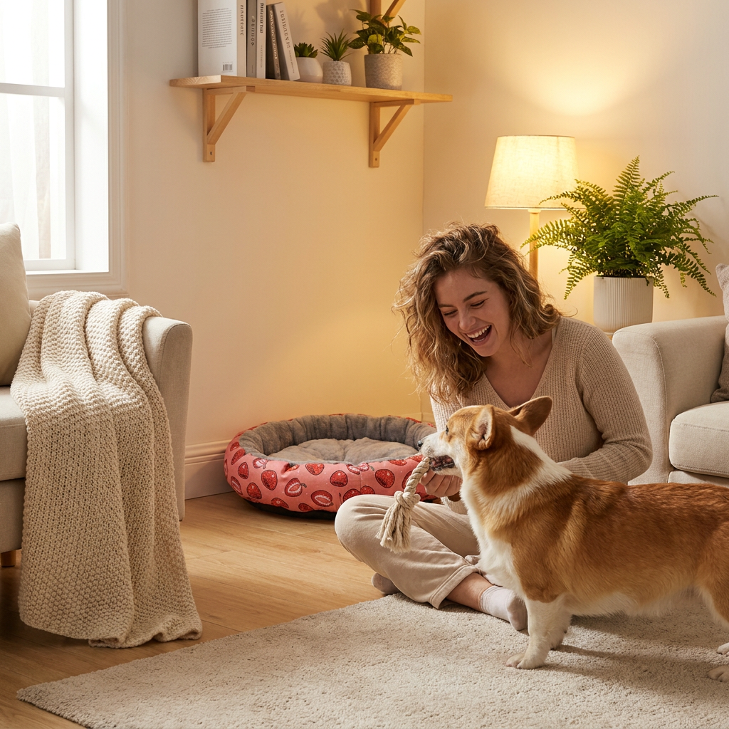 Round Pet Bed for Small Dogs and Cats view 3