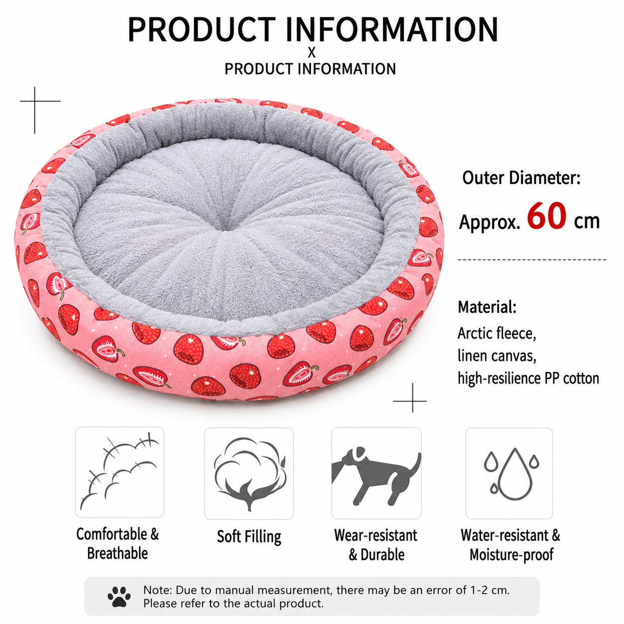 Round Pet Bed for Small Dogs and Cats view 8