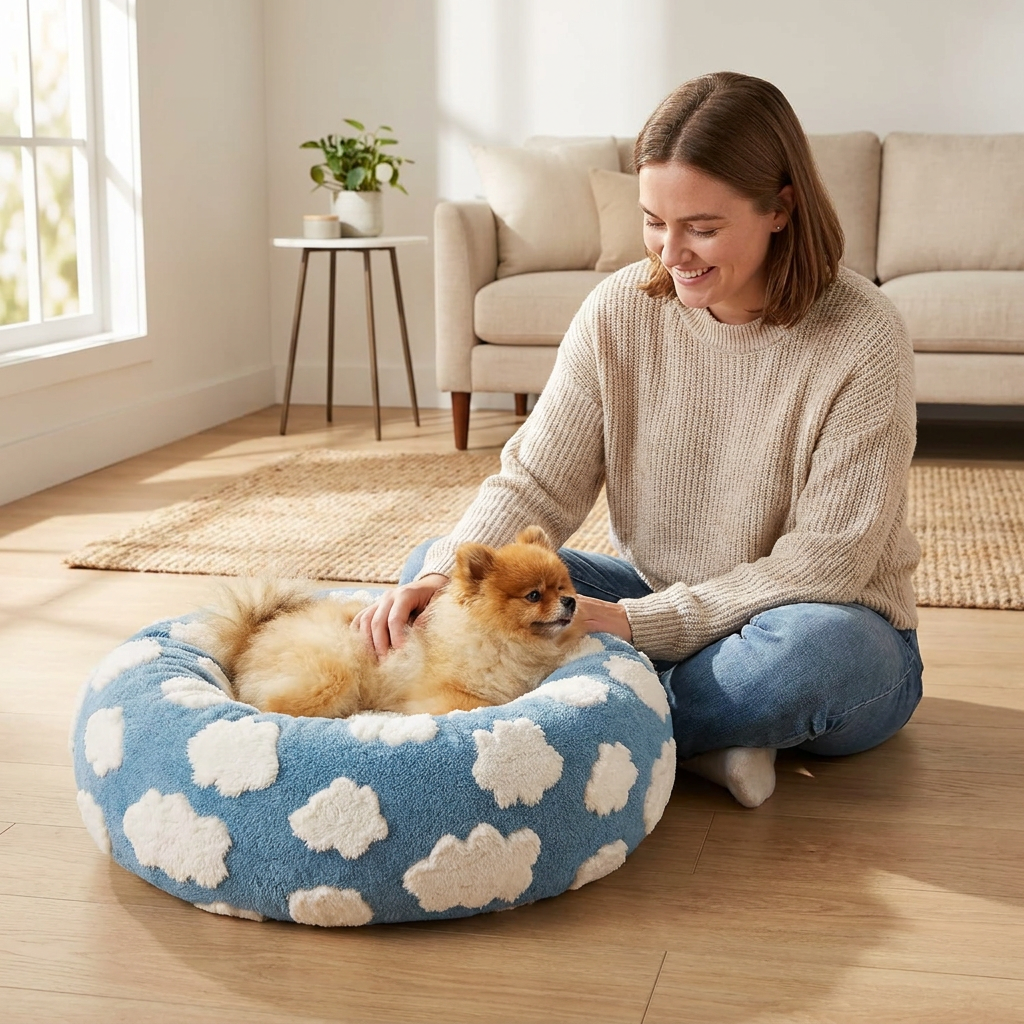 Small Medium Pet Donut Bed-60cm outer diameter view 2