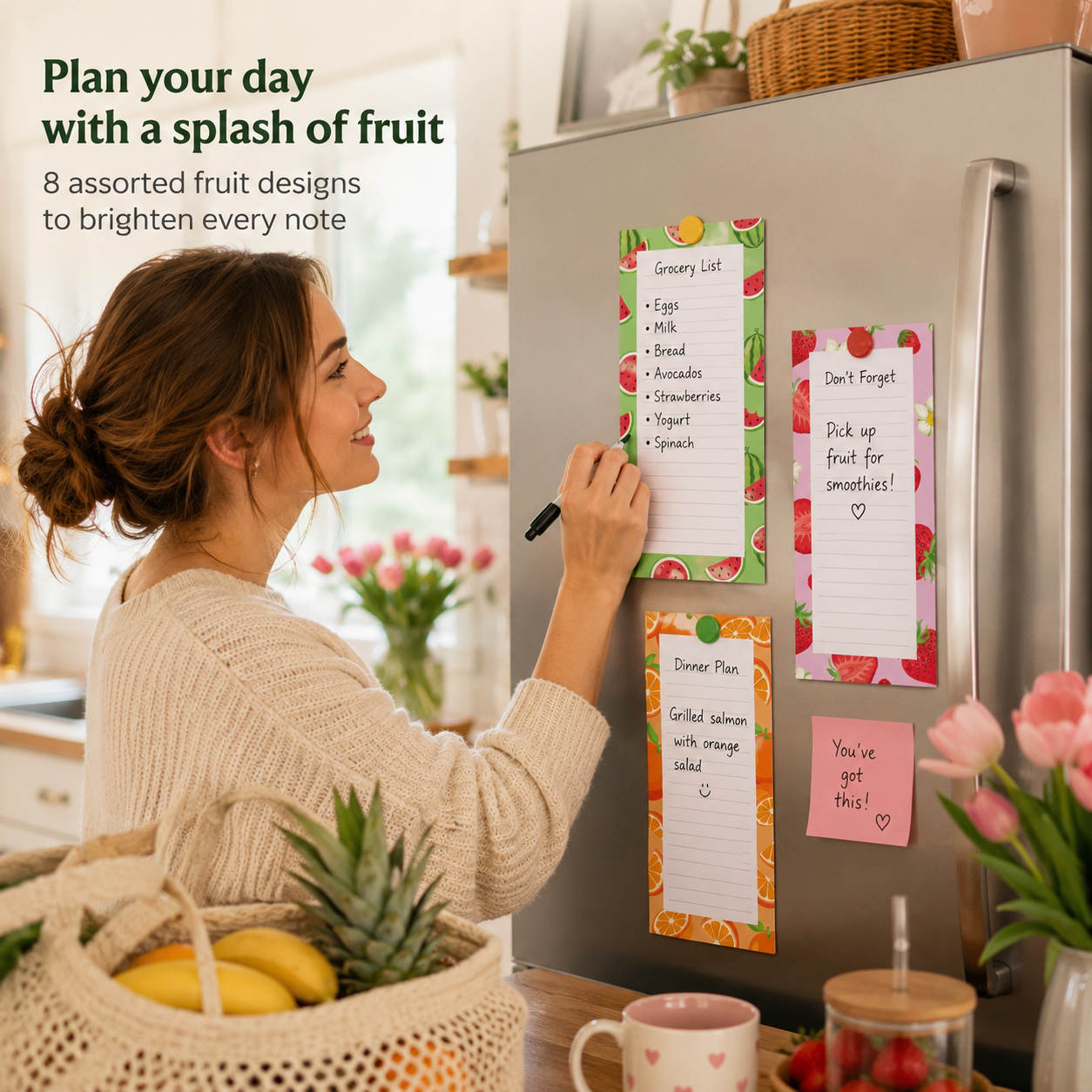 8 Pack Fruit Magnetic Notepads for Fridge(Type B) view 5