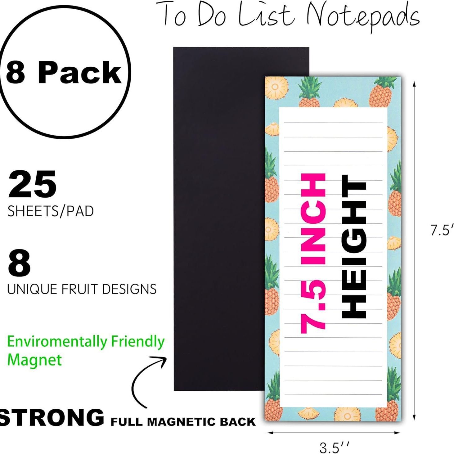 8 Pack Fruit Magnetic Notepads for Fridge(Type B) view 6