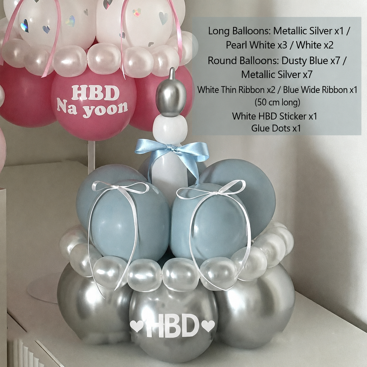 Birthday Cake Balloon Garland Kit (Blue Material kit)– DIY Party Decoration view 2