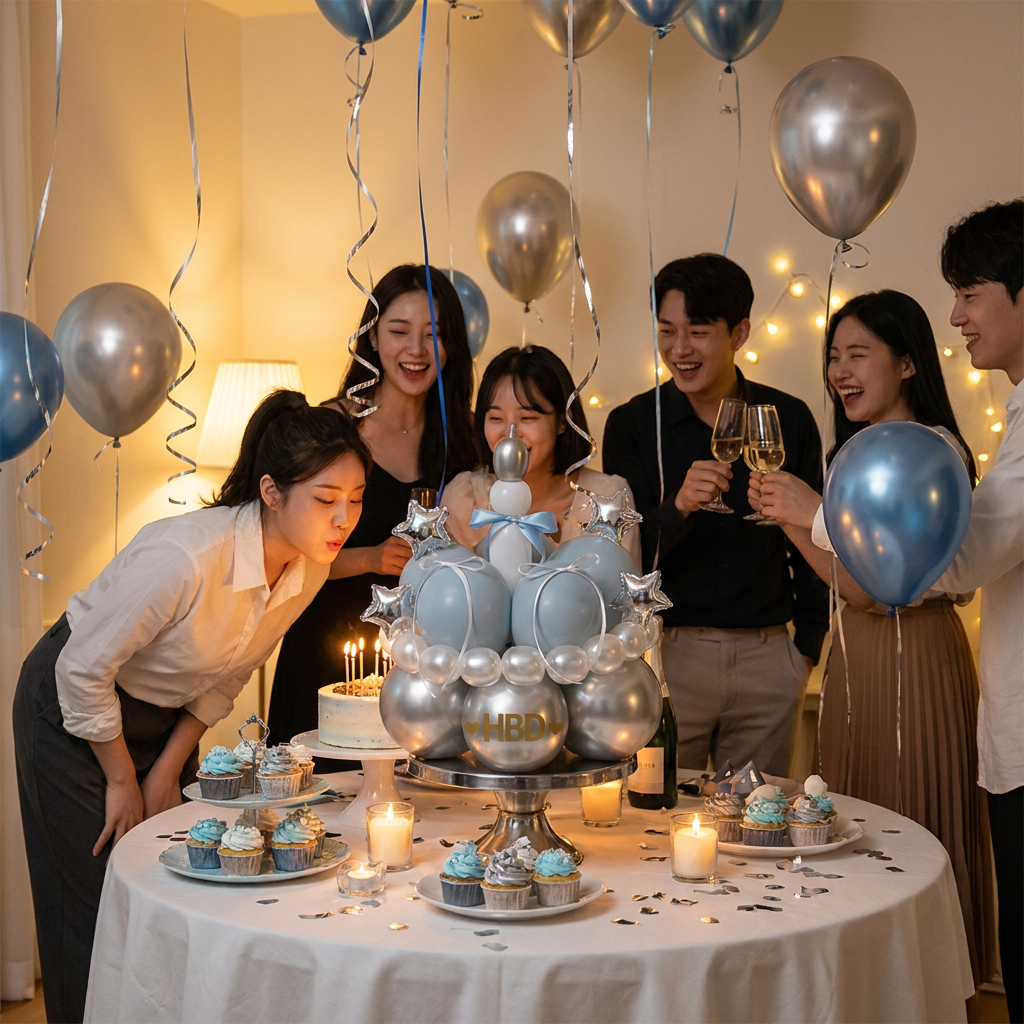 Birthday Cake Balloon Garland Kit (Blue Material kit)– DIY Party Decoration view 3