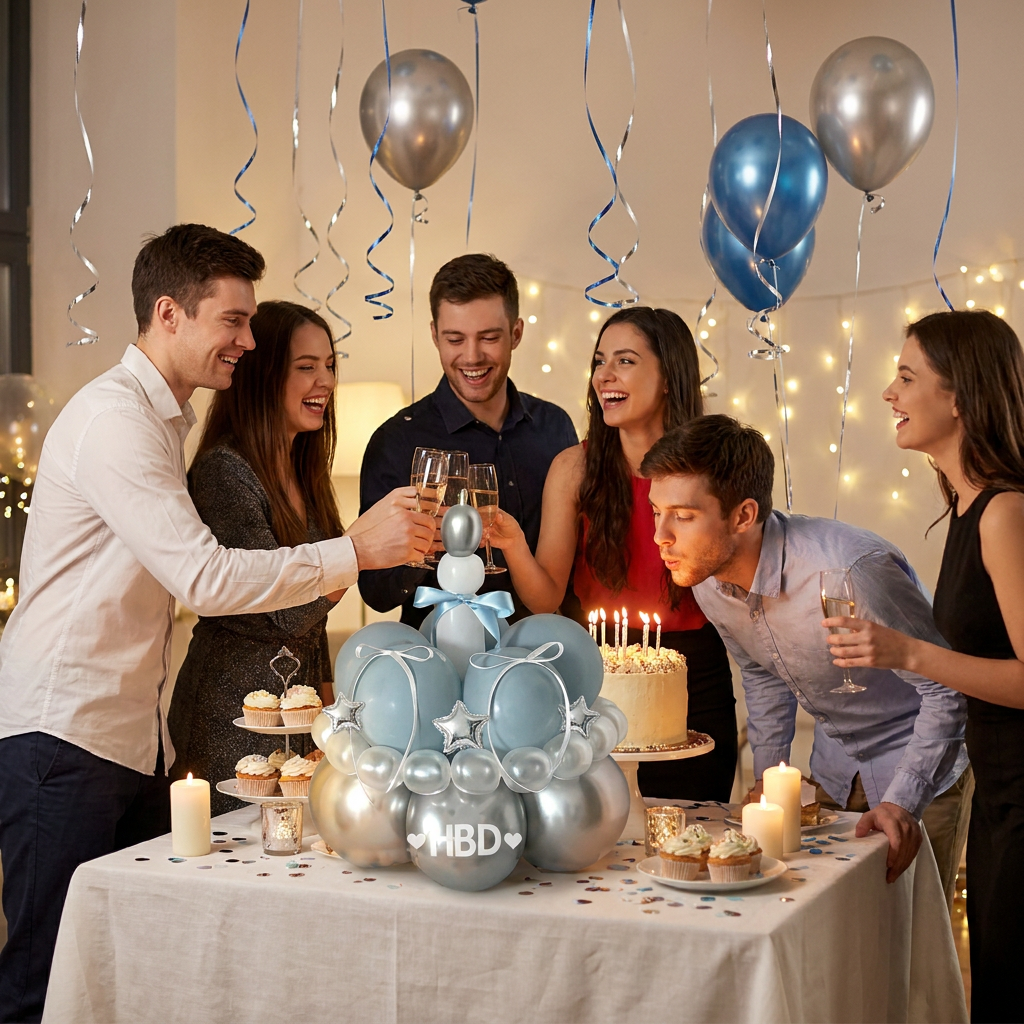 Birthday Cake Balloon Garland Kit (Blue Material kit)– DIY Party Decoration view 4