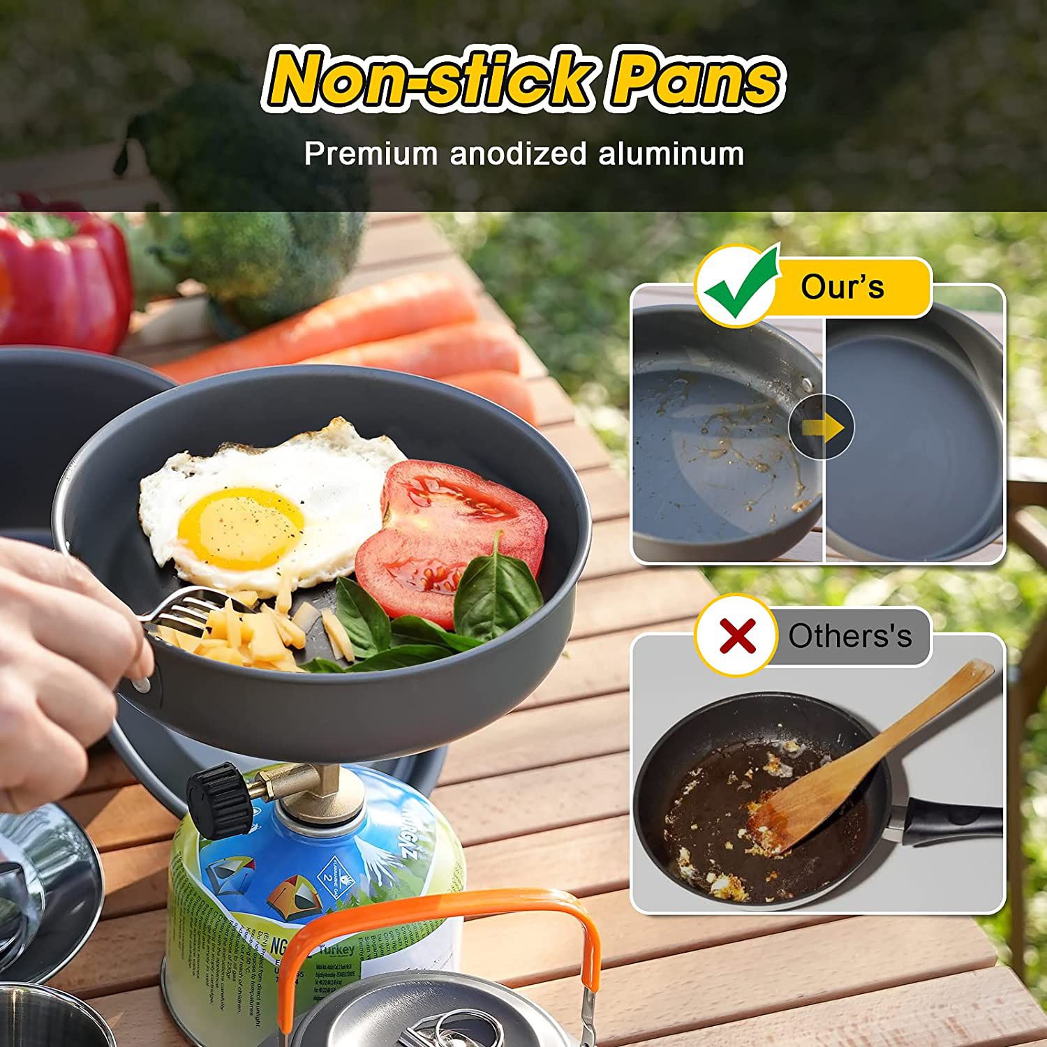 11PCS Black Camping Cookware Set – Lightweight Aluminium Camping Pots view 4