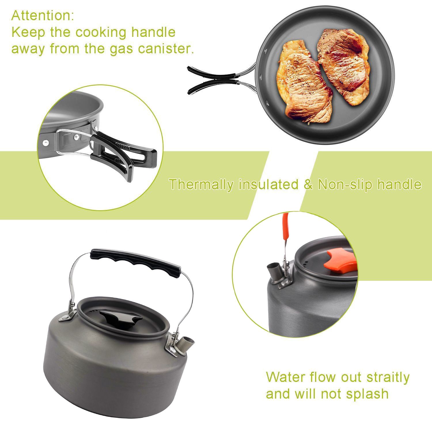 Orange Camping Cookware Set for 2–3 People – Portable Outdoor Cooking Pot view 5