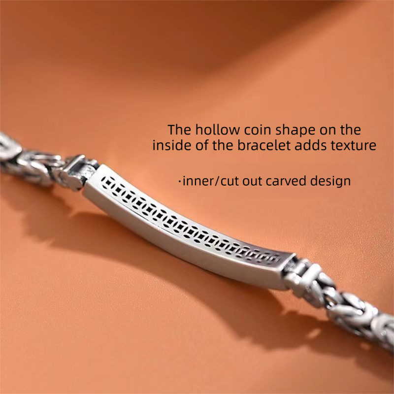 Men's Stainless Steel Byzantine Link Bracelet 20cm (7.87in) – Vintage Woven view 3