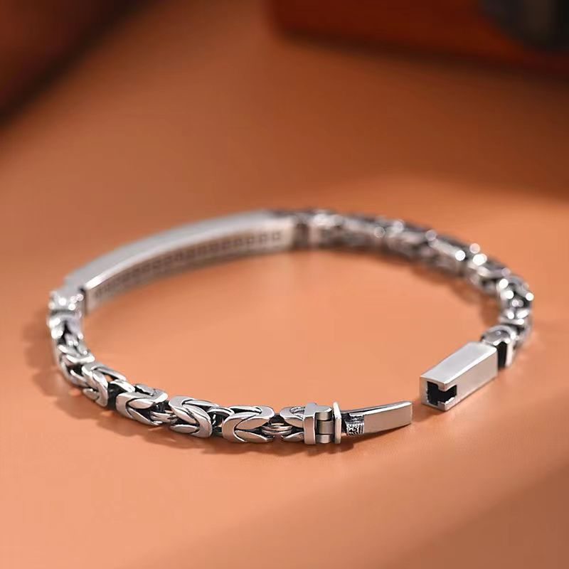 Men's Stainless Steel Byzantine Link Bracelet 20cm (7.87in) – Vintage Woven view 5