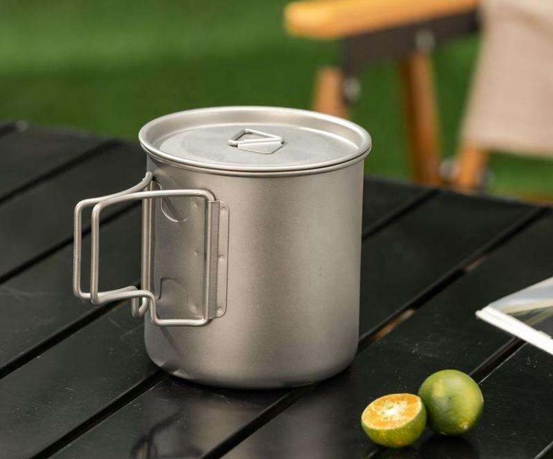 Camping Mug 500ml (16.91oz) with Lid – Ultra Lightweight Titanium Coffee Cup