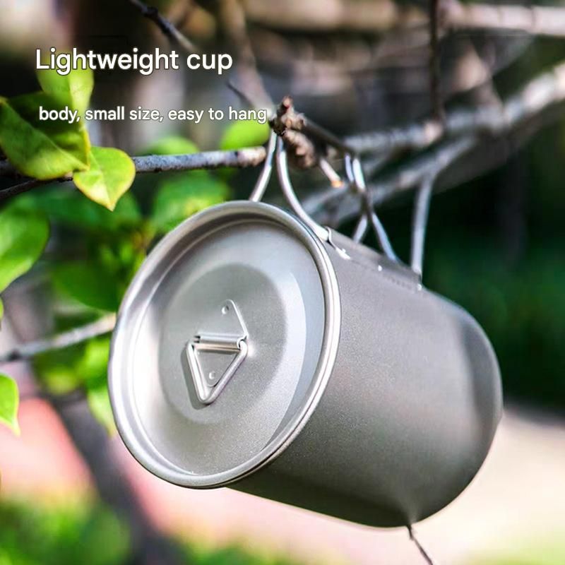 Camping Mug 500ml (16.91oz) with Lid – Ultra Lightweight Titanium Coffee Cup view 4