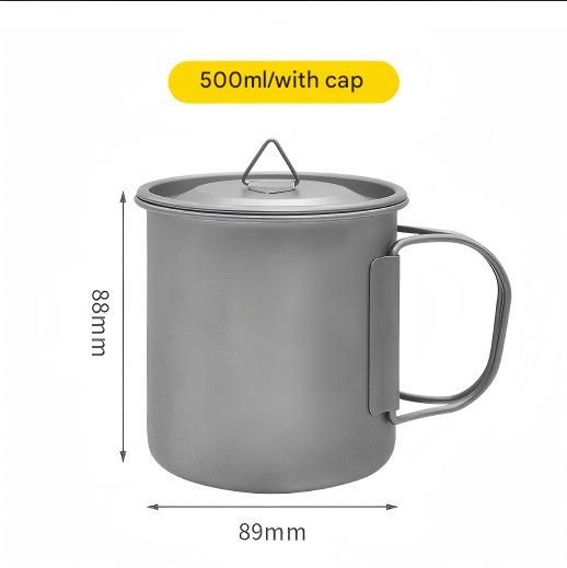Camping Mug 500ml (16.91oz) with Lid – Ultra Lightweight Titanium Coffee Cup view 7