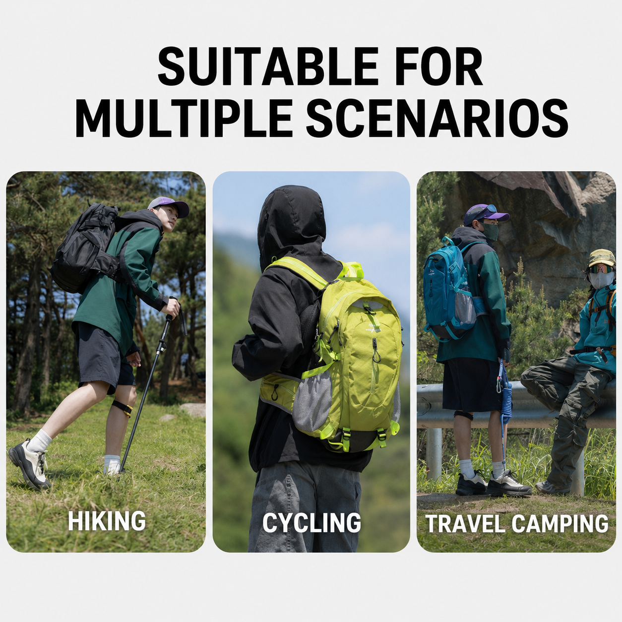 Fluorescent Green Hiking Backpack with 5 Carabiners Included – Lightweight view 5
