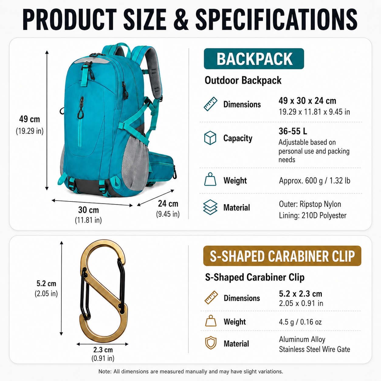 Fluorescent Green Hiking Backpack with 5 Carabiners Included – Lightweight view 8