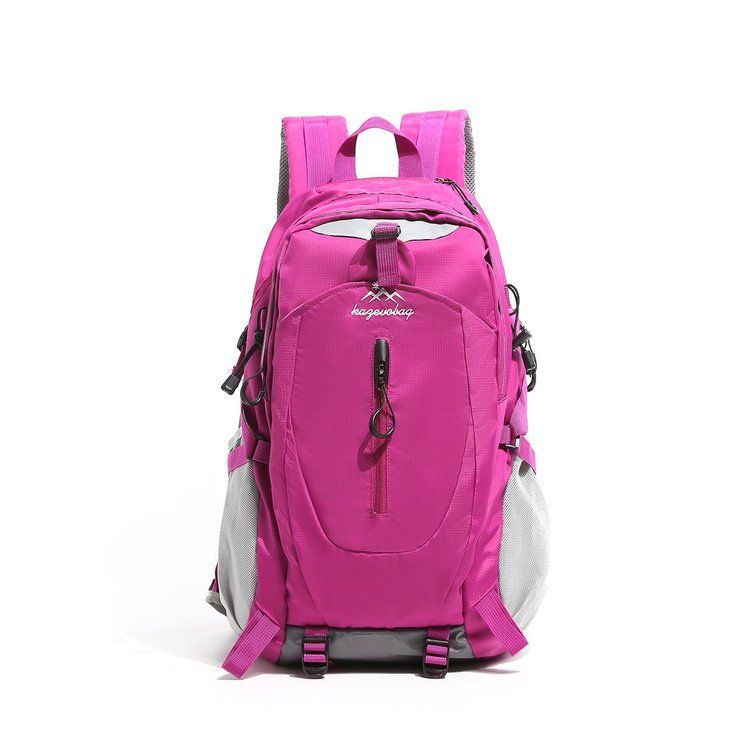 Rose Red Outdoor Hiking Backpack - Lightweight Nylon Travel Daypack with Multi view 2
