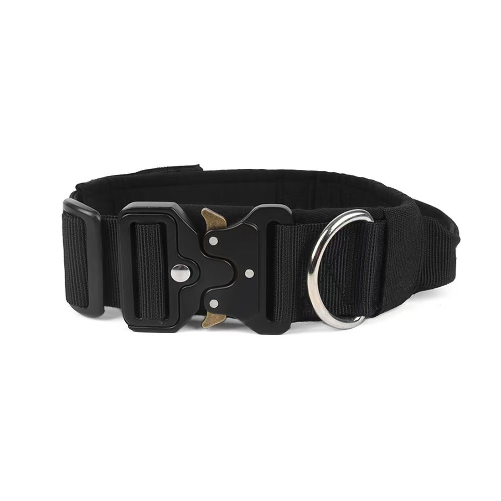 Black Tactical Dog Collar and Bungee Lead Set (M size) - Padded Quick Release view 6