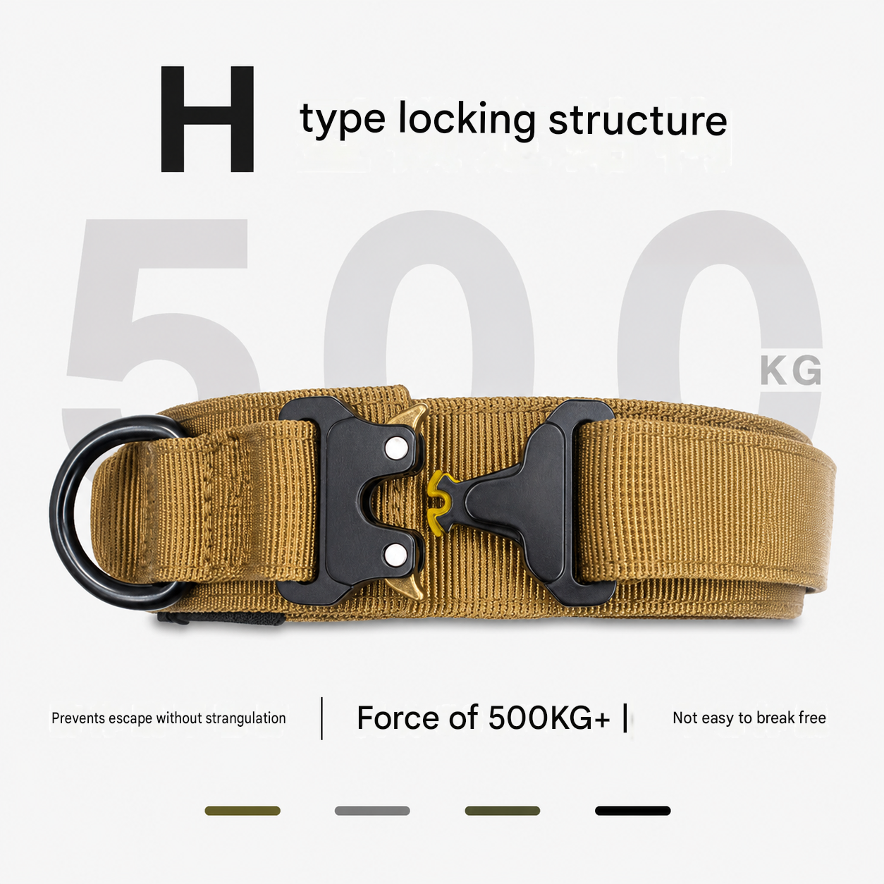 Green Tactical Dog Collar for Large Dogs (XL size)- Wide Padded Nylon Collar view 5
