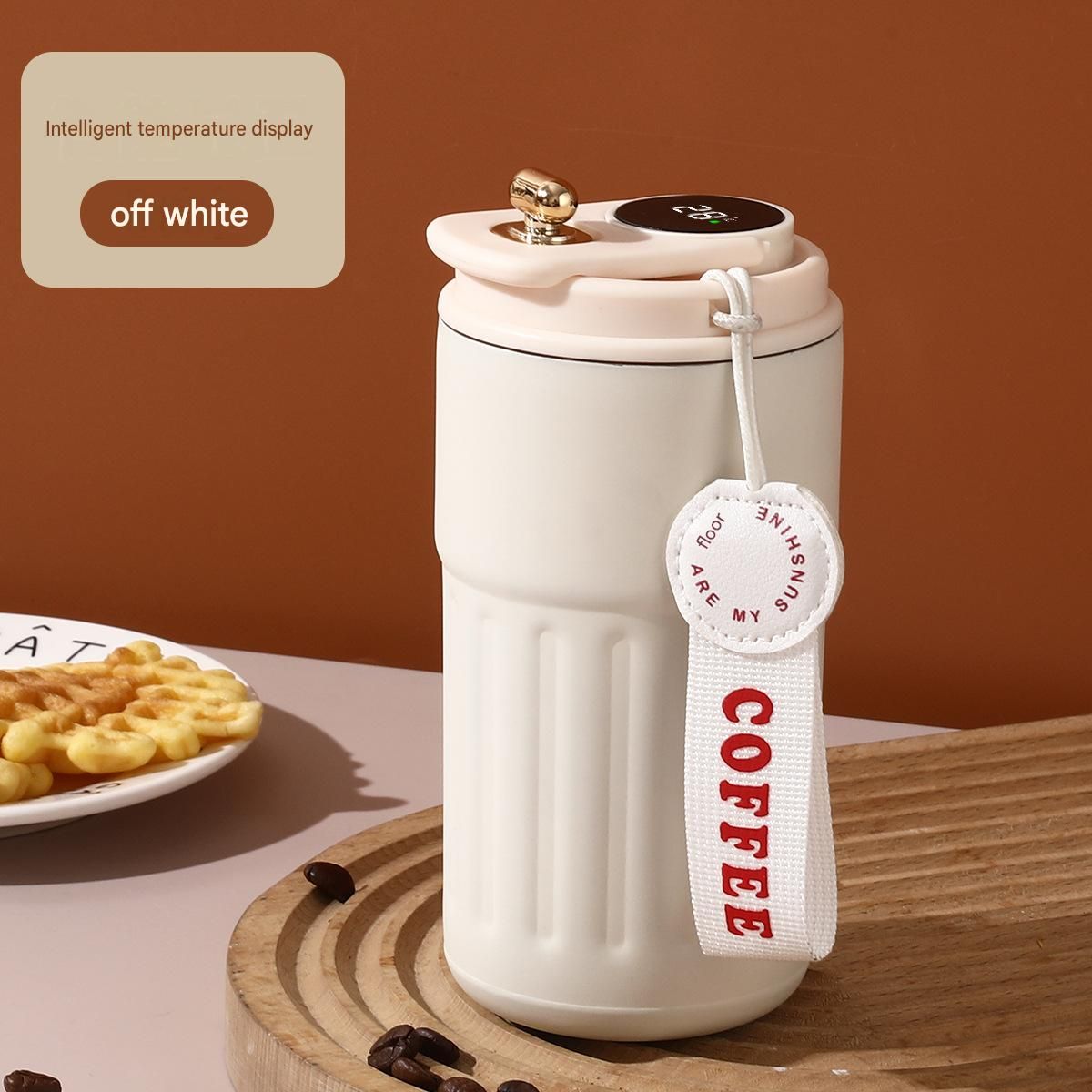 Smart Coffee Tumbler(White lid) 450ml Vacuum Insulated Travel Mugwith view 2