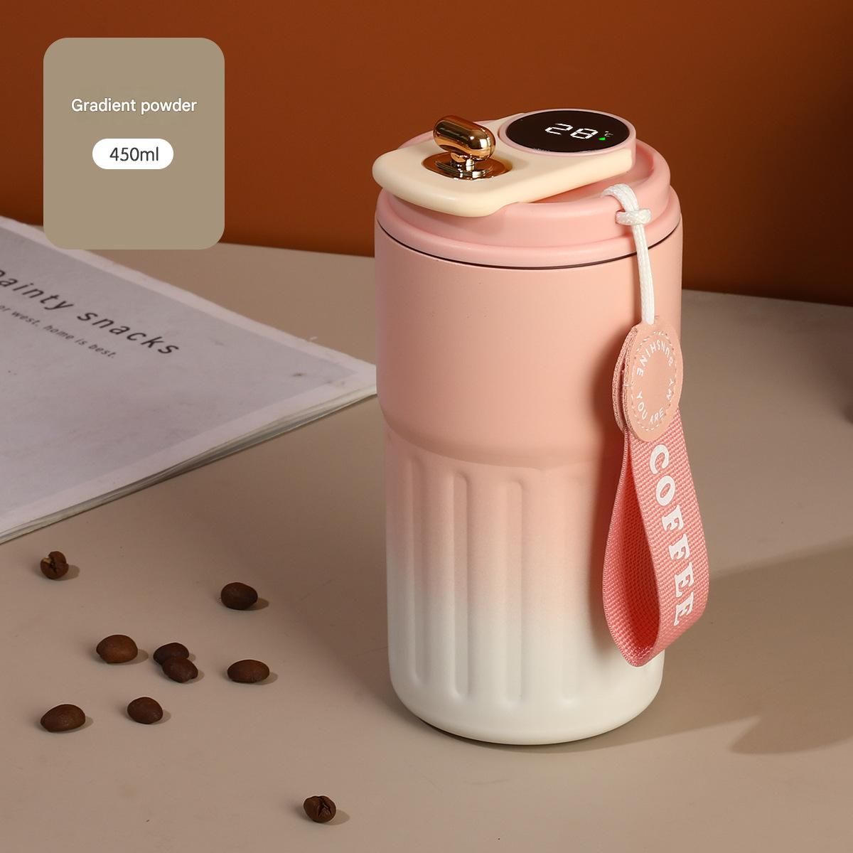 Smart Coffee Tumbler(Gradient Pink) 450ml Vacuum Insulated Travel Mugwith view 2