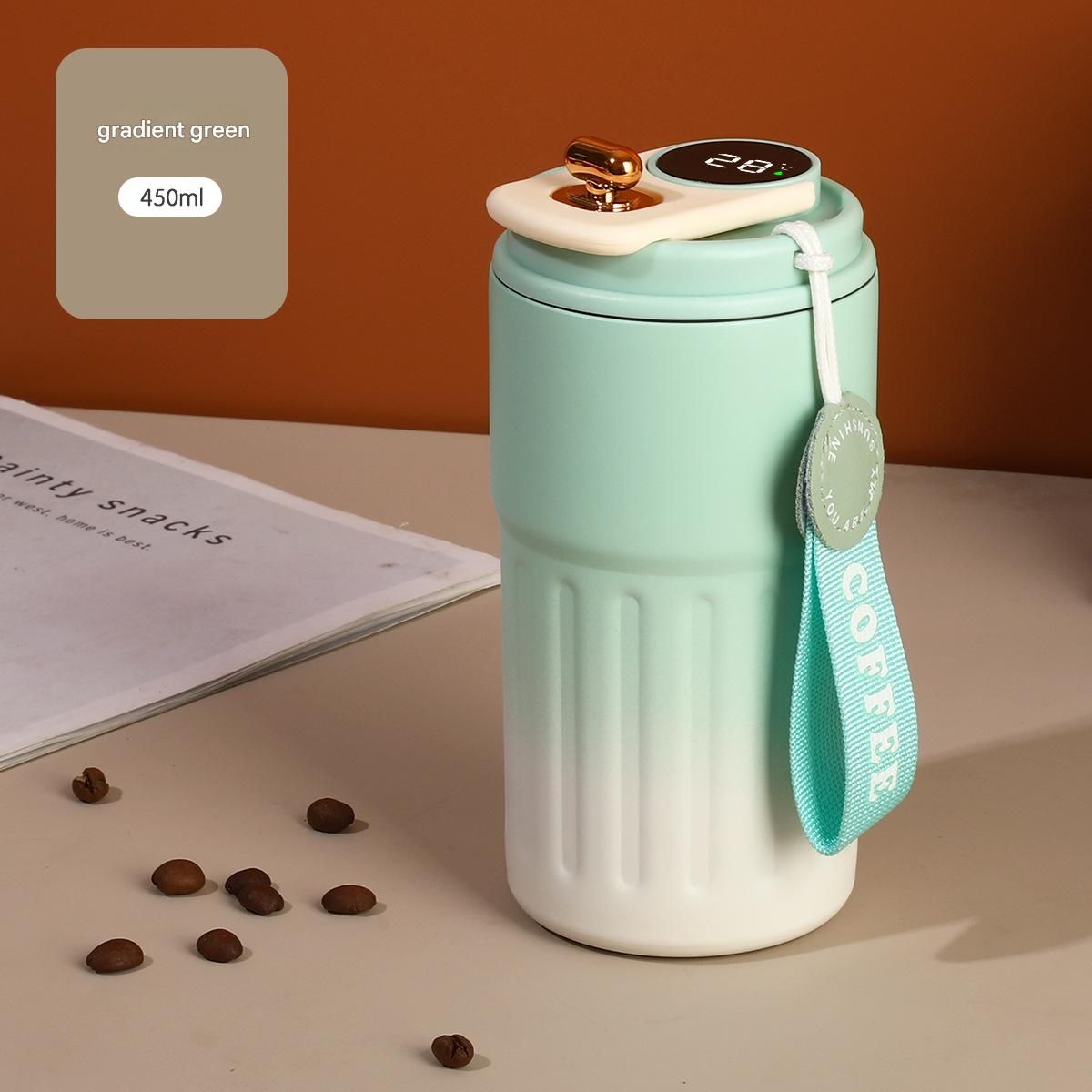 Smart Coffee Tumbler(Gradient Green) 450ml Vacuum Insulated Travel Mugwith view 2