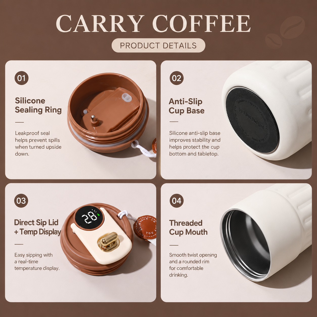 Smart Coffee Tumbler(Gradient Green) 450ml Vacuum Insulated Travel Mugwith view 6