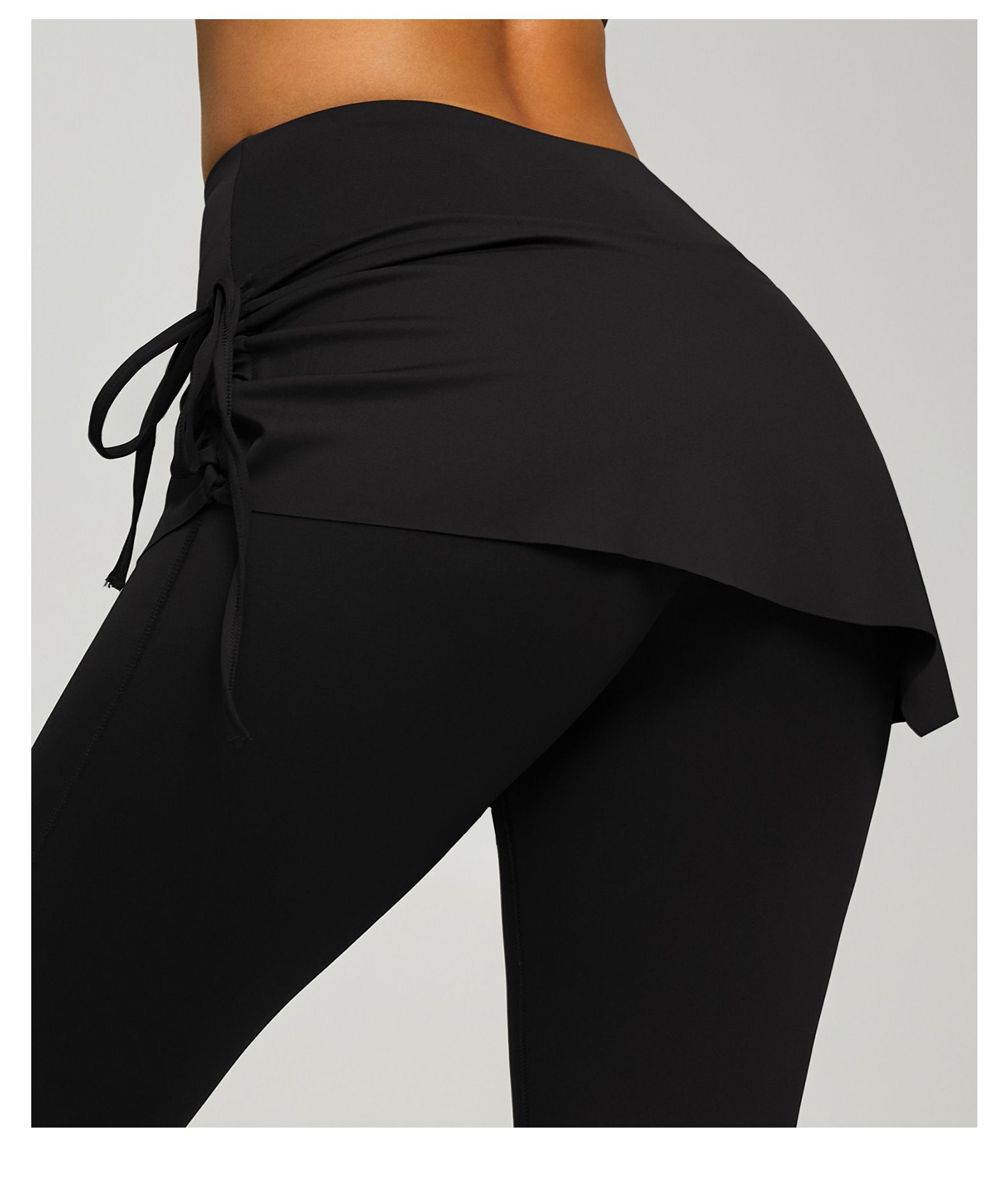 Women's High Waist Skirted Flare Yoga Pants with Adjustable Ruched Drawstring view 6