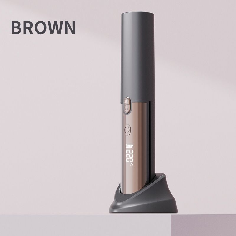 Brown Portable Cordless Hair Straightener Brush Rechargeable Mini Hair Styling view 2