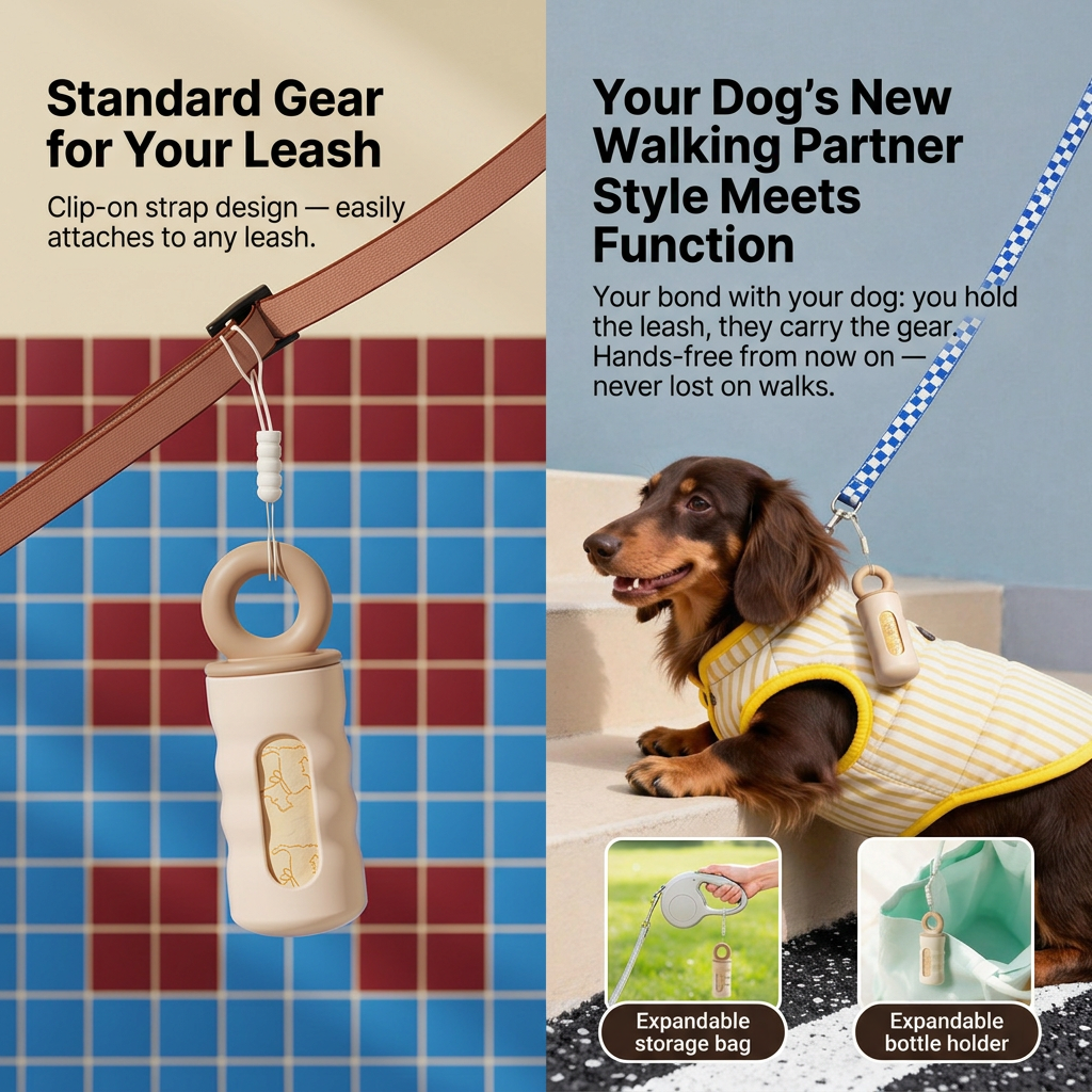 Purple Pet Poop Bag Dispenser with 4 Waste Bag Rolls Portable Dog Waste Bag view 5