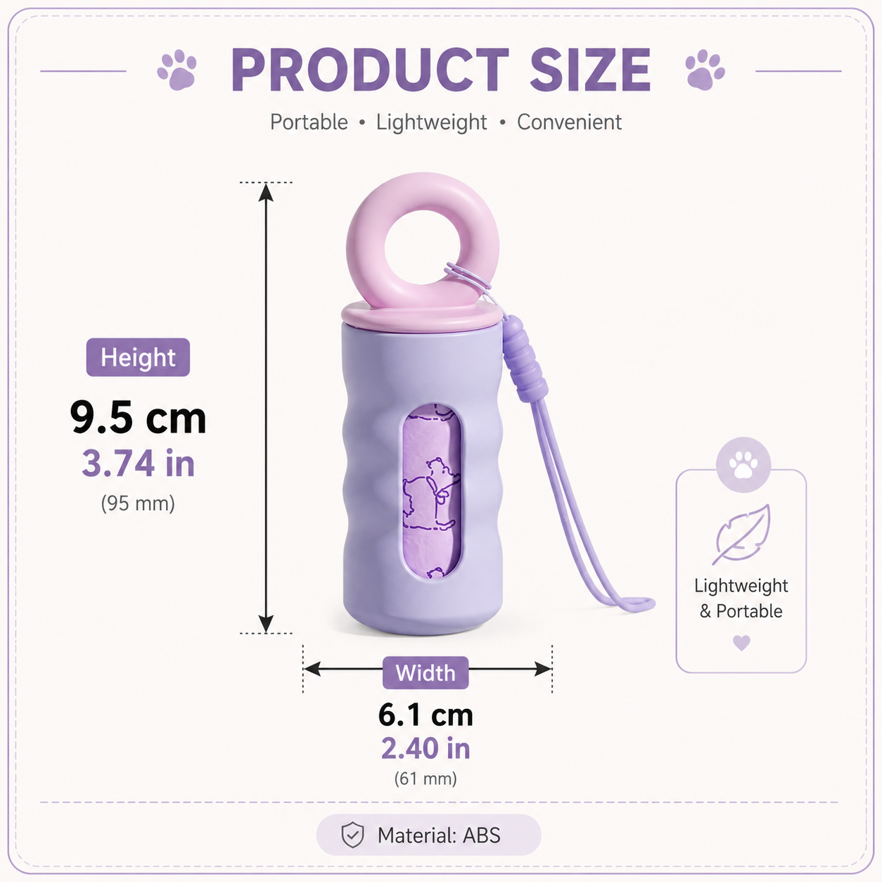 Milk Coffee Color Pet Poop Bag Dispenser with 4 Waste Bag Rolls Portable Dog view 7