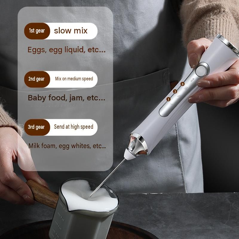 Black 2 in 1 Handheld Electric Milk Frother and Egg Whisk with Storage Case view 5