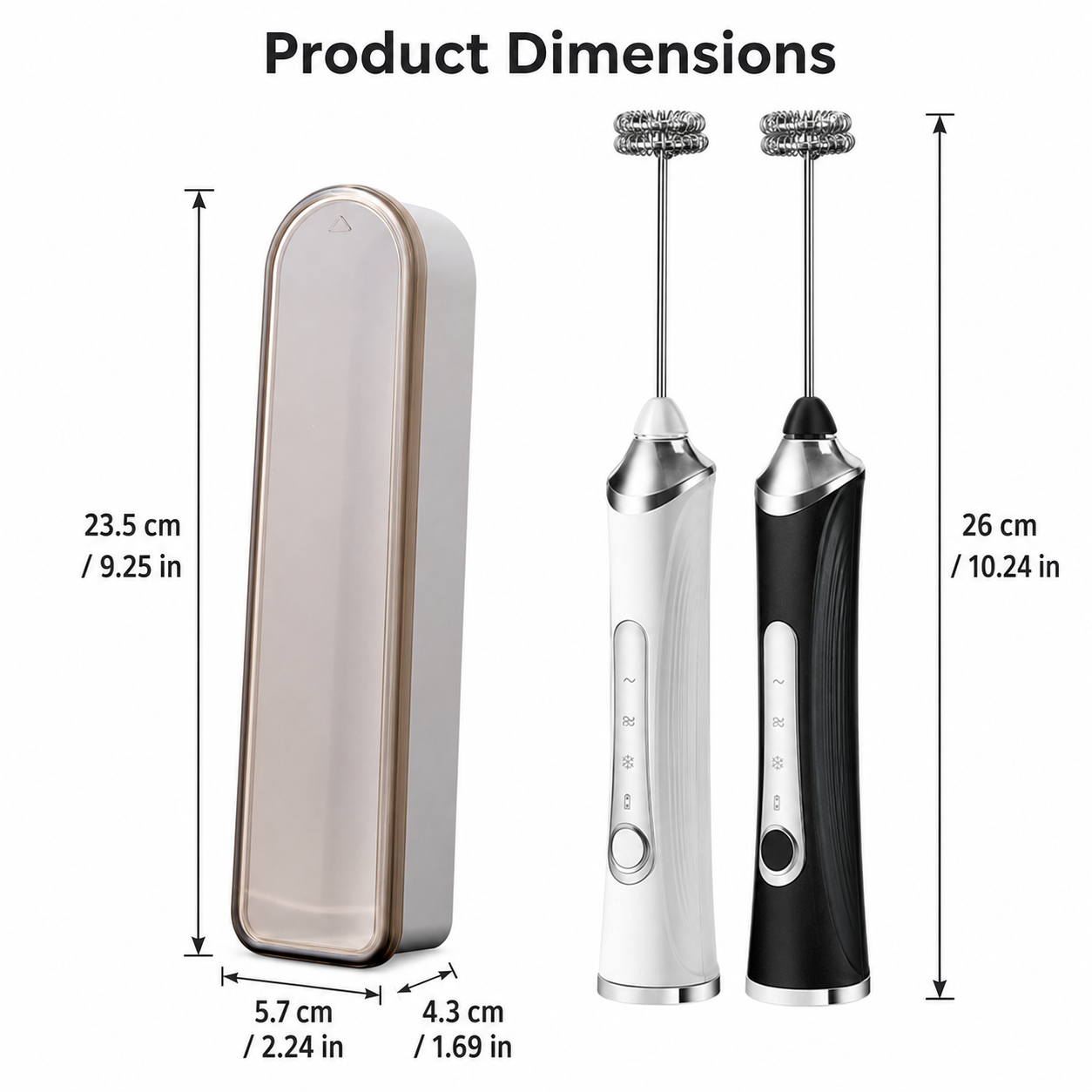Black 2 in 1 Handheld Electric Milk Frother and Egg Whisk with Storage Case view 7