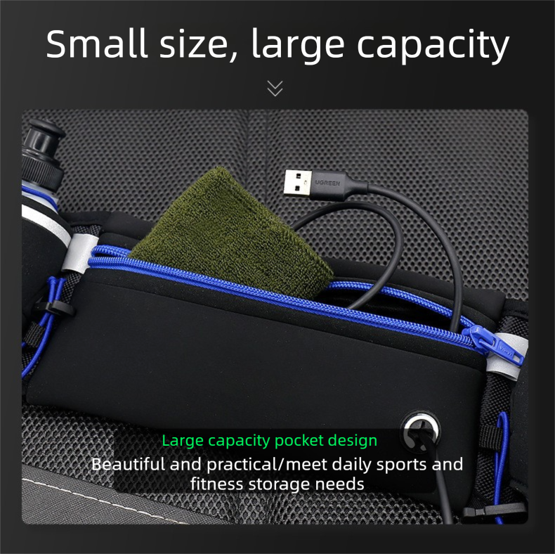 Green Running Waist Pack Sports Belt with Water Bottle Holder Adjustable Phone view 5