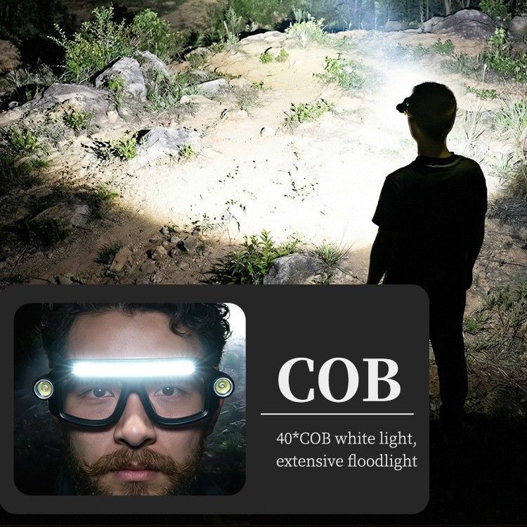 Rechargeable LED Glasses Light Yellow Outdoor Headlamp with 5 Lighting Modes view 3