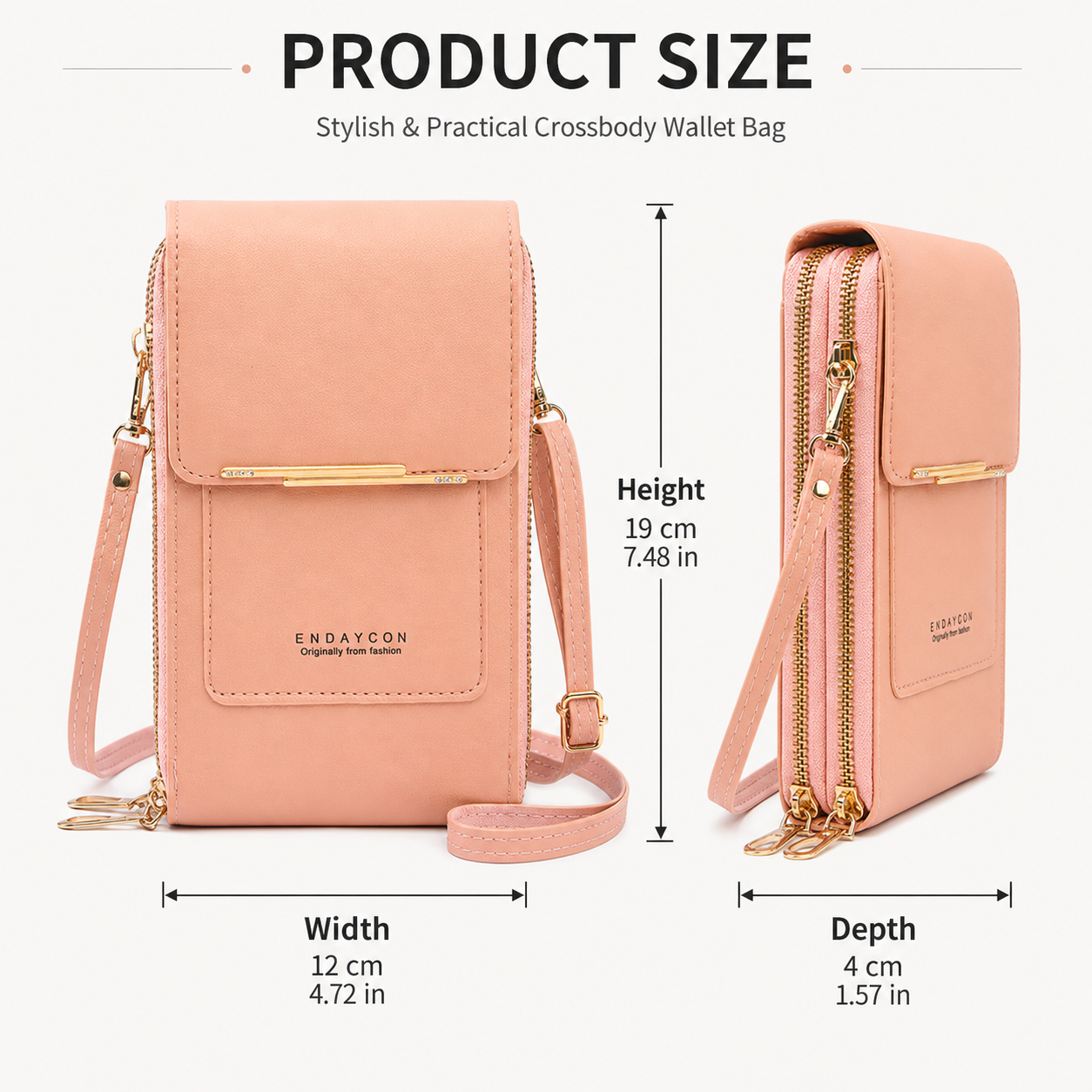 Blue Touch Screen Phone Wallet Crossbody Bag for Women Vertical PU Leather view 6
