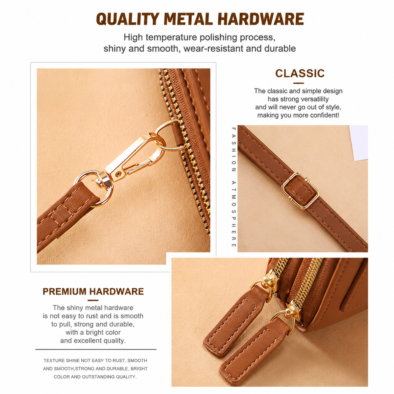 Brown Touch Screen Phone Wallet Crossbody Bag for Women Vertical PU Leather view 4