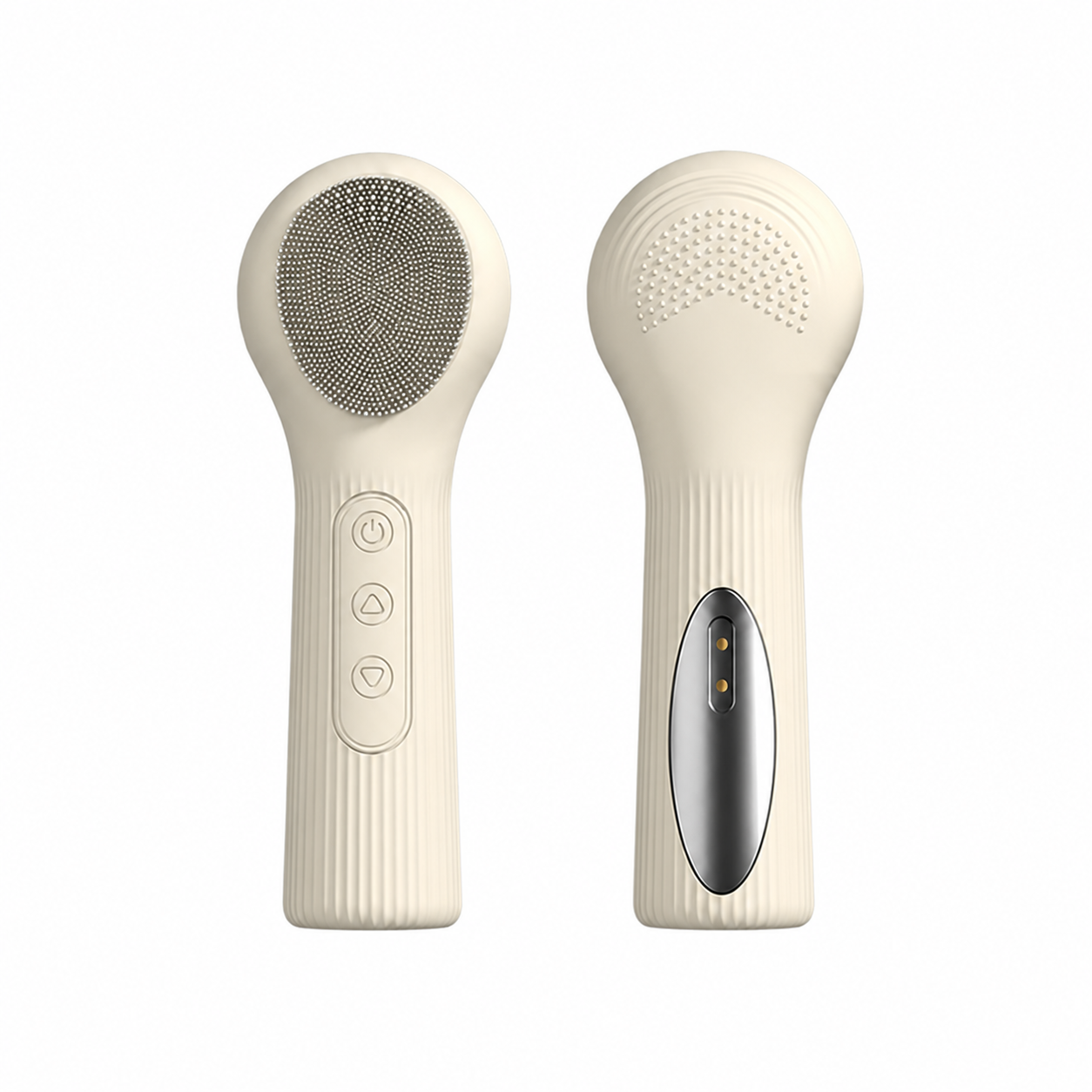 Beige Heated Silicone Facial Cleansing Brush - Dual Sided